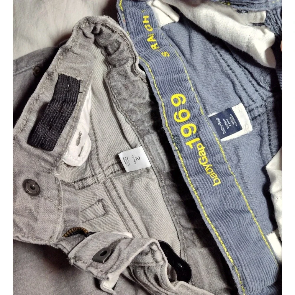 Baby Gap 2‎ yrs 2T Boy Outfit Lot Dress Shirt Jeans Corduroy Pants 3pc Gray Blue